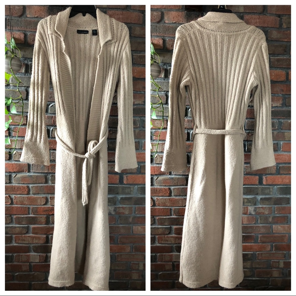 LOVE SEX MONEY Cream Boho Sweater Coat Duster